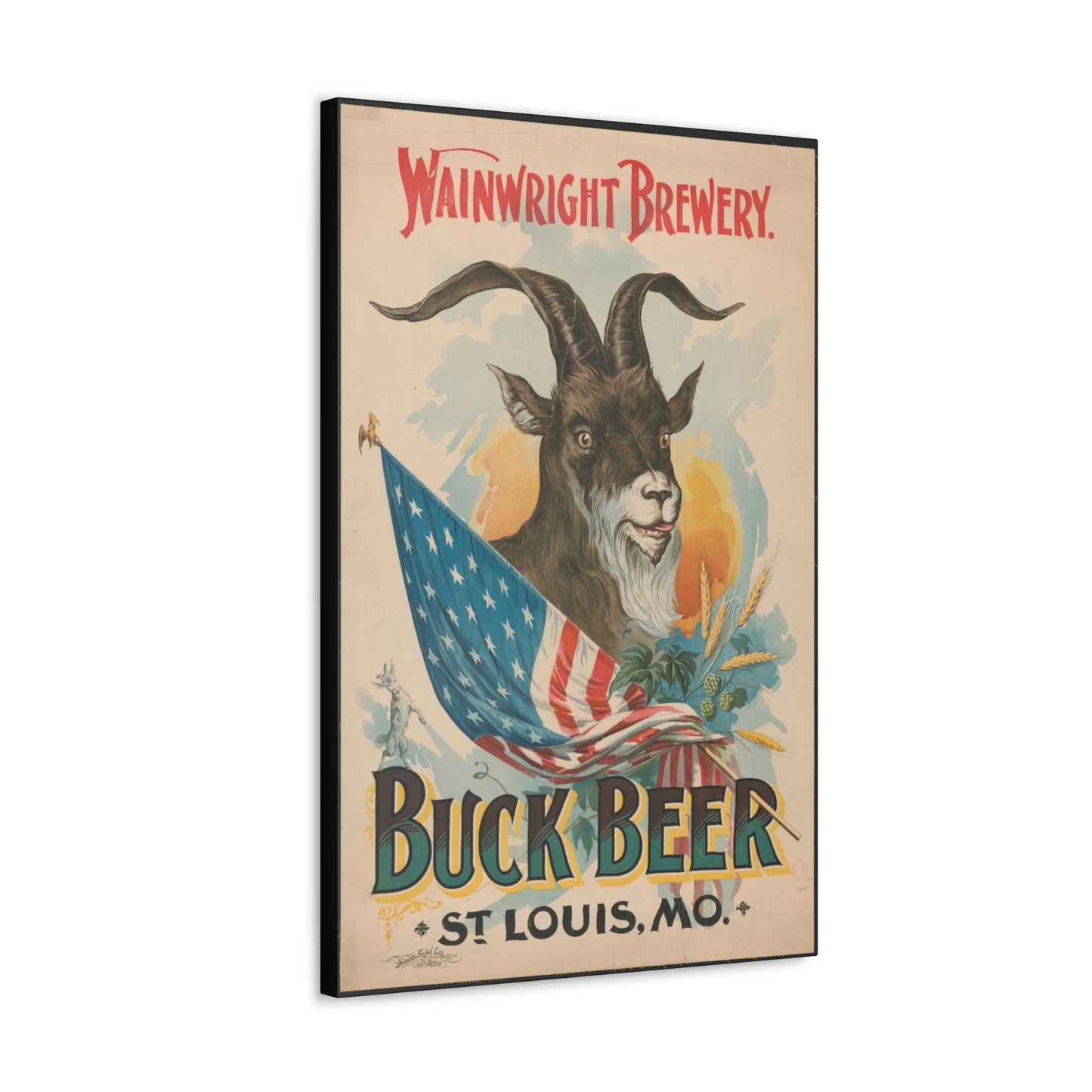 Buck Beer Vintage Art Advertisement Poster, Prefect for the Bar or the Man Cave Canvas Gallery Wraps