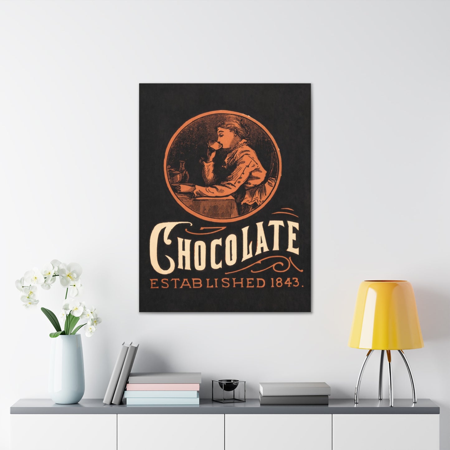 Vintage Chocolate Ad Canvas Print, 1843 Victorian Woman Poster, Retro Kitchen Wall Art, Unique Housewarming Gift, Chocolat Lovers