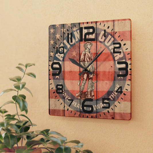 Unique National Guard Wall Clock - Faded US Flag & Logo - Perfect Military Home Decor - Choose from 3 Sizes and 2 Shapes!