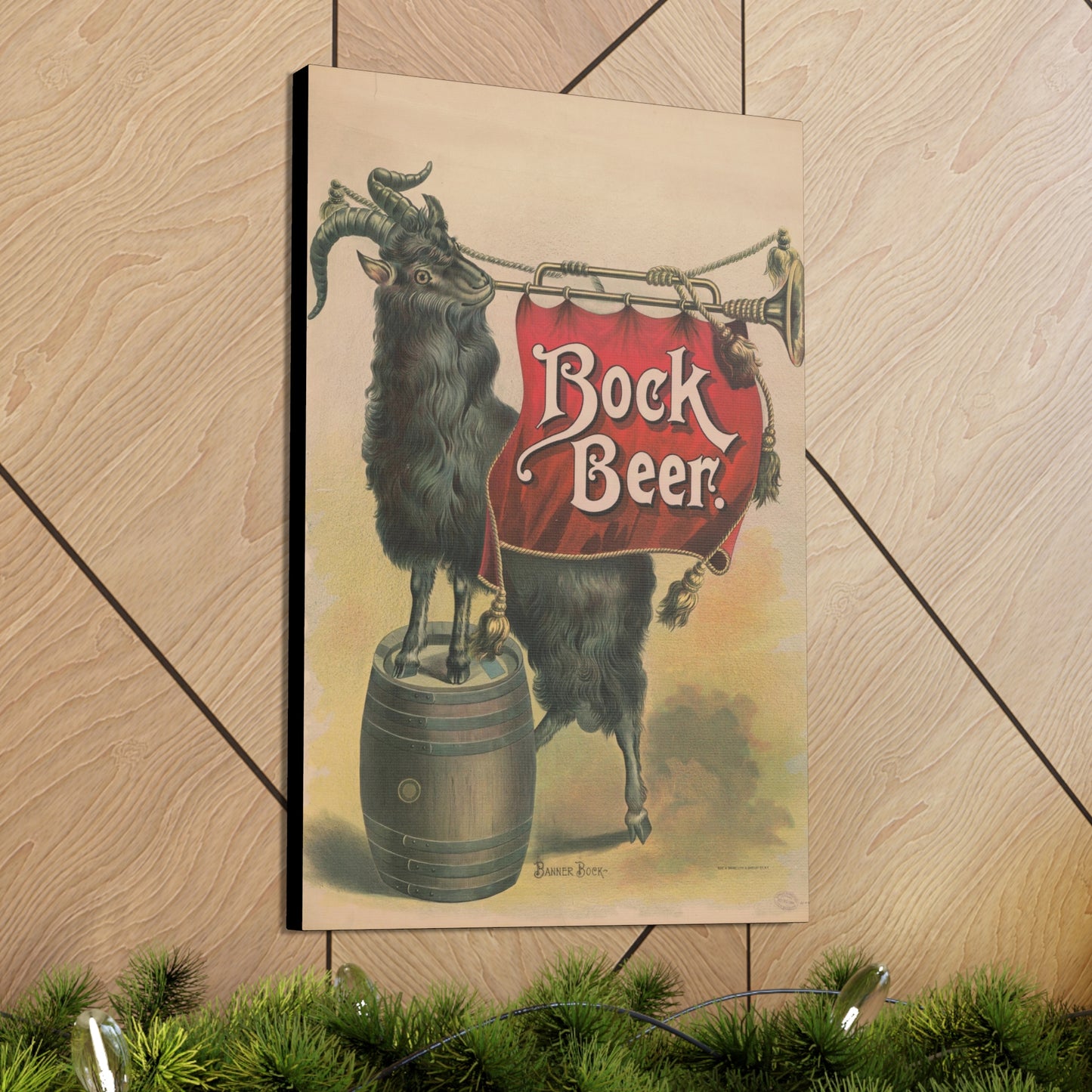 Bock Beer Vintage Art Advertisement, Prefect for the Bar, or the Man, Cave Canvas Gallery Wraps