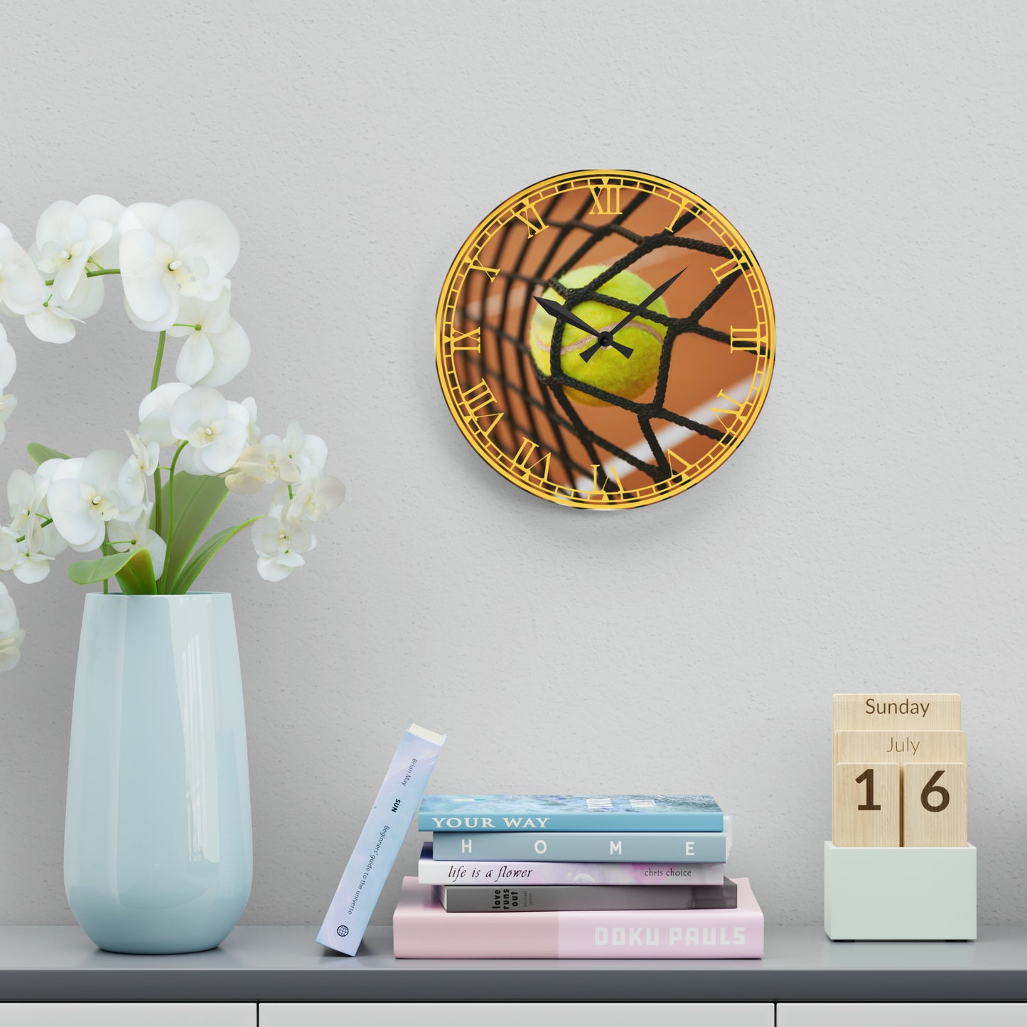 Game, Set, Time: Tennis Ball-Inspired Clock with Sporty Art, Tennis Design, Timekeeping for Tennis Enthusiasts, and Player's Essential.