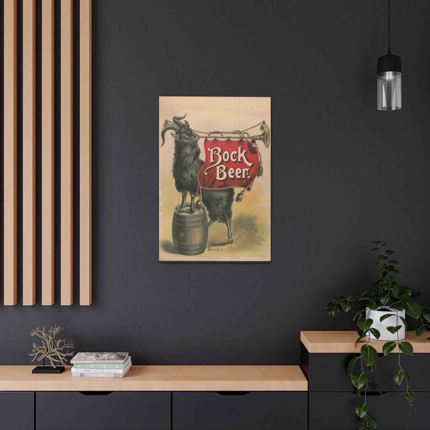 Bock Beer Vintage Art Advertisement, Prefect for the Bar, or the Man, Cave Canvas Gallery Wraps