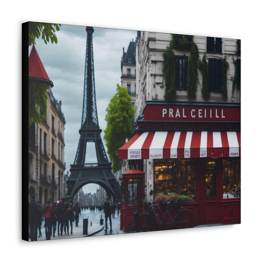 Enchanting Paris Canvas Wrap: Romantic Streets, French Cafes, Eifel Tower and Couples