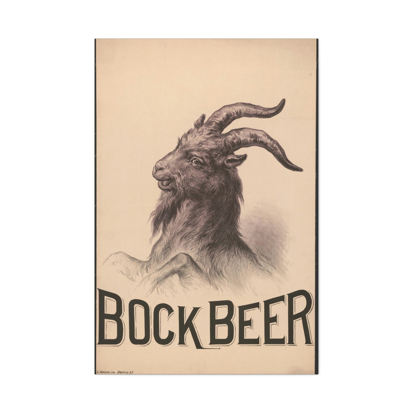 Bock Beer Vintage Art Advertisement Poster Prefect for the Bar, Garage, Game Room or the Man Cave Canvas Gallery Wraps