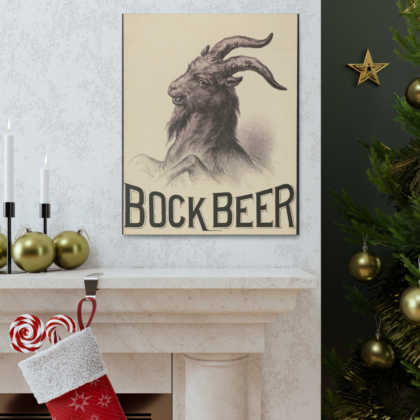 Bock Beer Vintage Art Advertisement Poster Prefect for the Bar, Garage, Game Room or the Man Cave Canvas Gallery Wraps