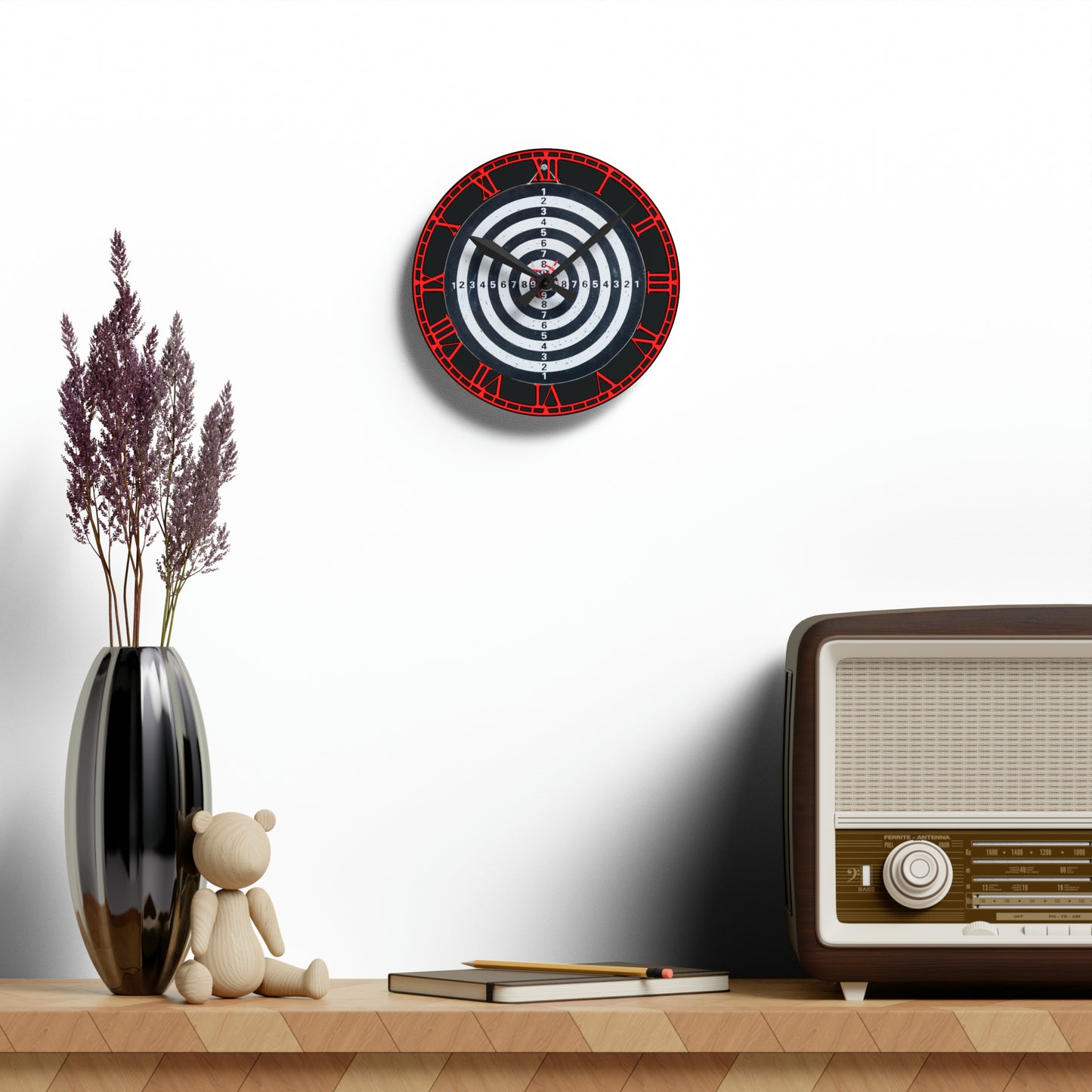 Precision Strikes: Dartboard-Inspired Clock with Target Design, Bullseye Focus, Sporting Art, and Timekeeping for Dart Enthusiasts