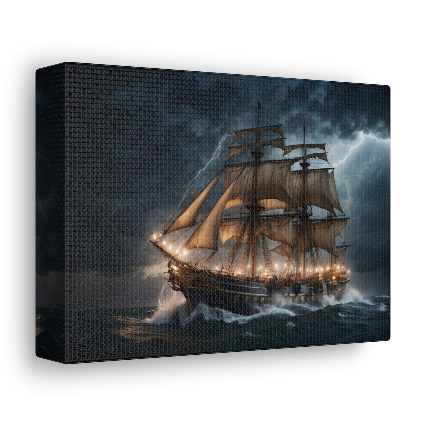 Majestic Tall Ship in Strom - Nautical Canvas Wrap, Ocean Dramatic Scene for Home Decor, Unique Sailor Fathers Day Gift