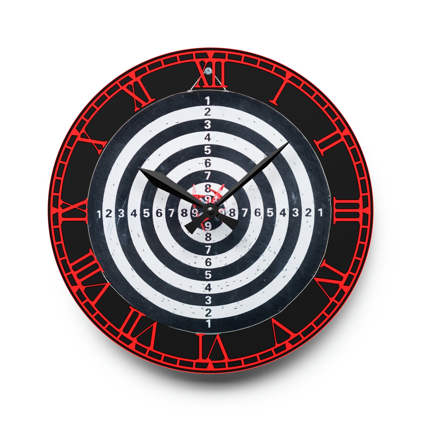 Precision Strikes: Dartboard-Inspired Clock with Target Design, Bullseye Focus, Sporting Art, and Timekeeping for Dart Enthusiasts