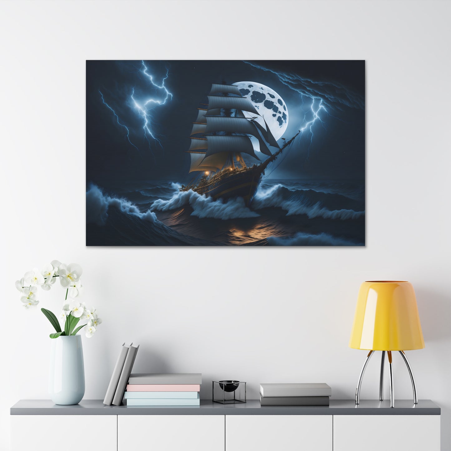 Vintage Tall Ship Canvas Print - Nautical Wall Art of Stormy Sea - Maritime Decor - Unique Gift for Sailors and Historians