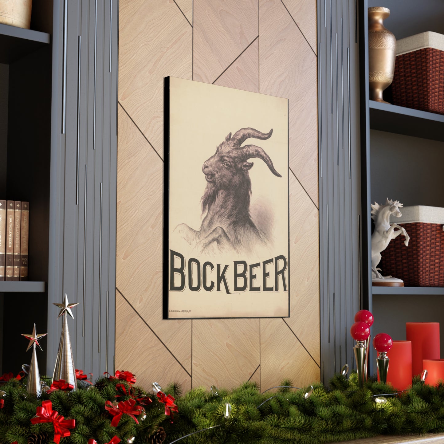 Bock Beer Vintage Art Advertisement Poster Prefect for the Bar, Garage, Game Room or the Man Cave Canvas Gallery Wraps