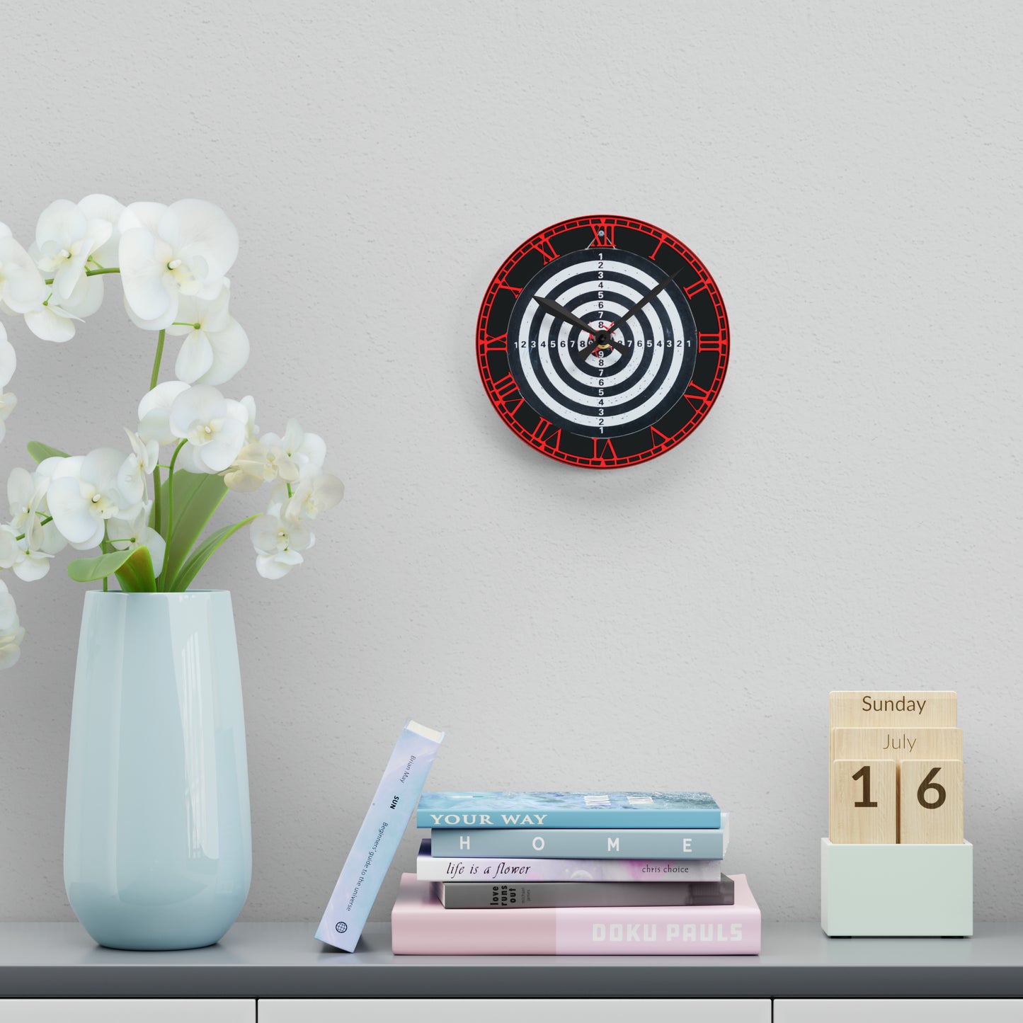 Precision Strikes: Dartboard-Inspired Clock with Target Design, Bullseye Focus, Sporting Art, and Timekeeping for Dart Enthusiasts