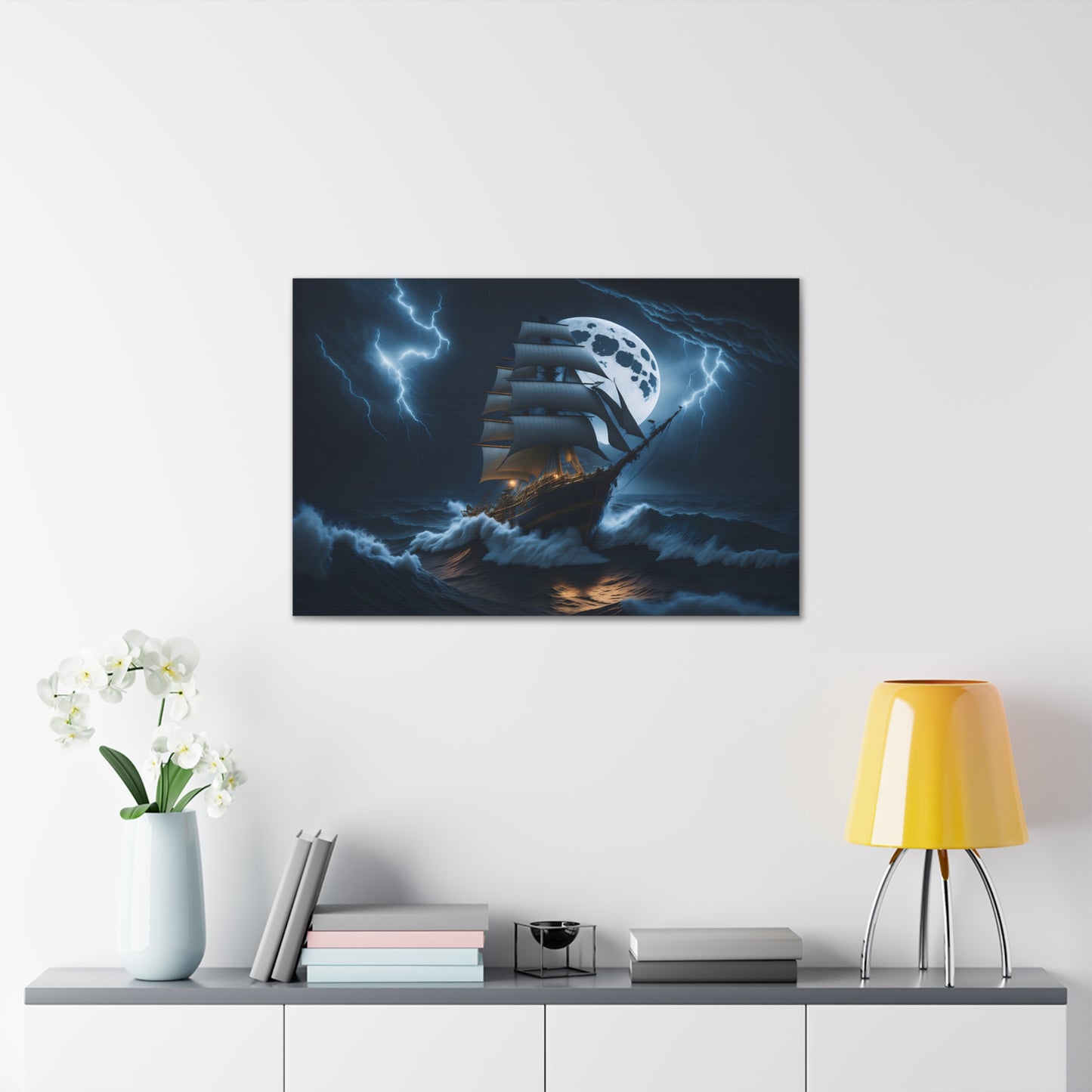 Vintage Tall Ship Canvas Print - Nautical Wall Art of Stormy Sea - Maritime Decor - Unique Gift for Sailors and Historians