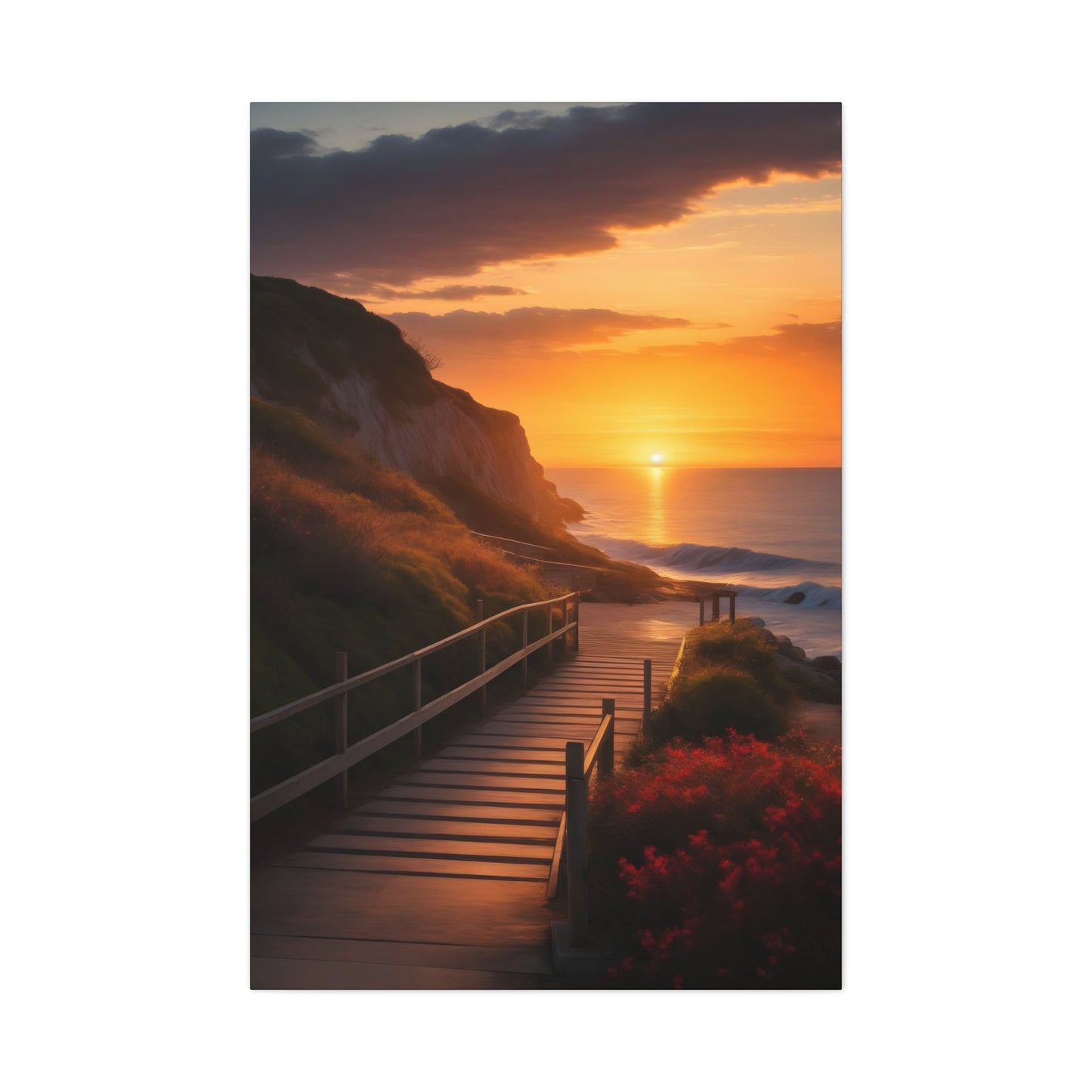 Coastal Ocean Sunset Print | Beach Canvas Wrap |Path to Beach | Ocean View Art | Nature Trail | Tranquil Pathway | Serene Landscape | Inspirational Art