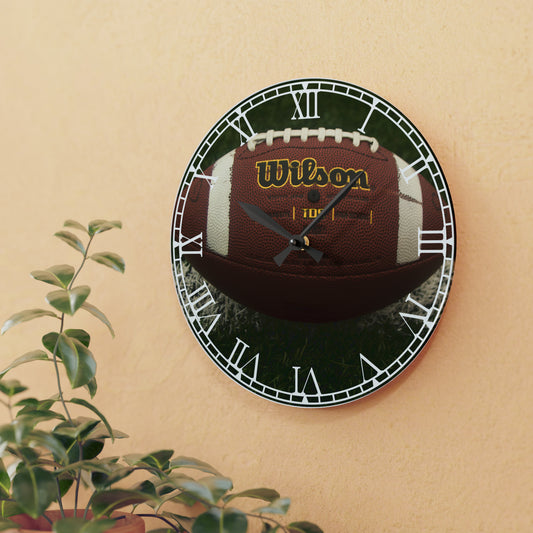 Gridiron Time: Football-Inspired Clock with Sporty Art, Pigskin Design, Timekeeping for Football Fans, and Athlete's Essential