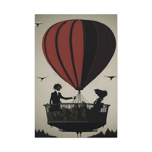 Graffiti Art Canvas Wall Hanging, Urban Street Style, Lovers in Balloon, Contemporary Urban Expression, Ideal Wedding Gift, six sizes