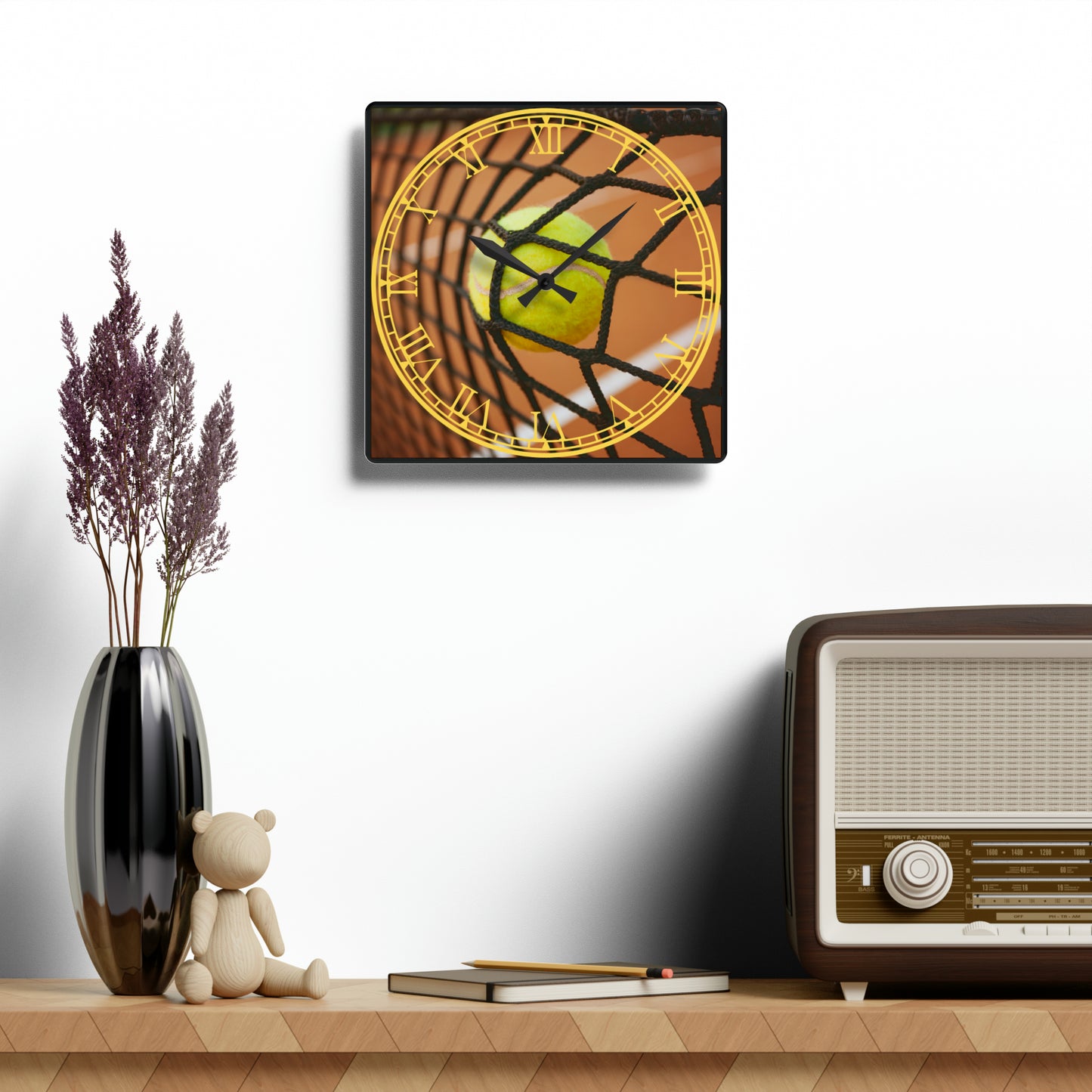 Game, Set, Time: Tennis Ball-Inspired Clock with Sporty Art, Tennis Design, Timekeeping for Tennis Enthusiasts, and Player's Essential.