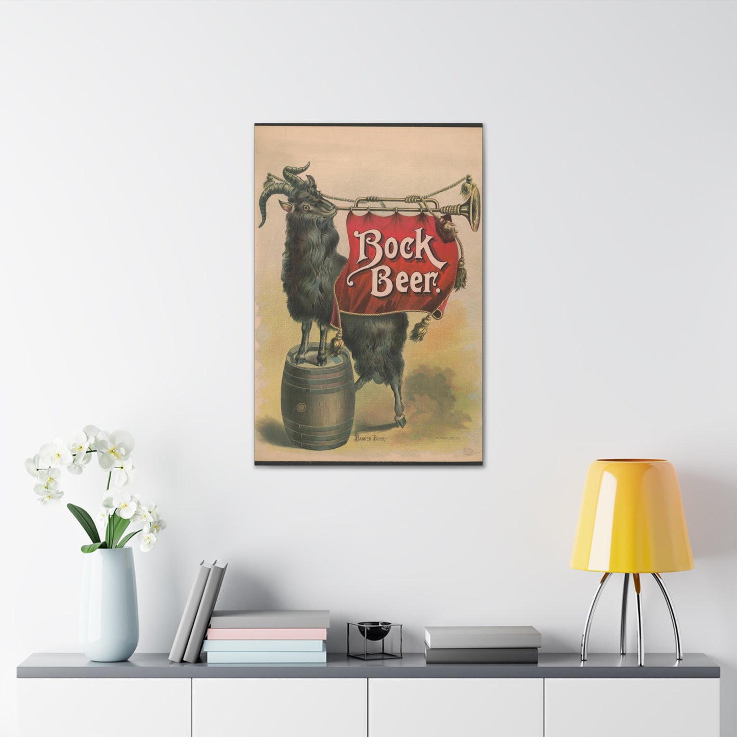 Bock Beer Vintage Art Advertisement, Prefect for the Bar, or the Man, Cave Canvas Gallery Wraps