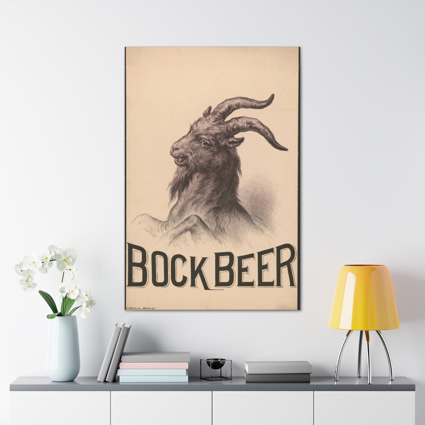 Bock Beer Vintage Art Advertisement Poster Prefect for the Bar, Garage, Game Room or the Man Cave Canvas Gallery Wraps