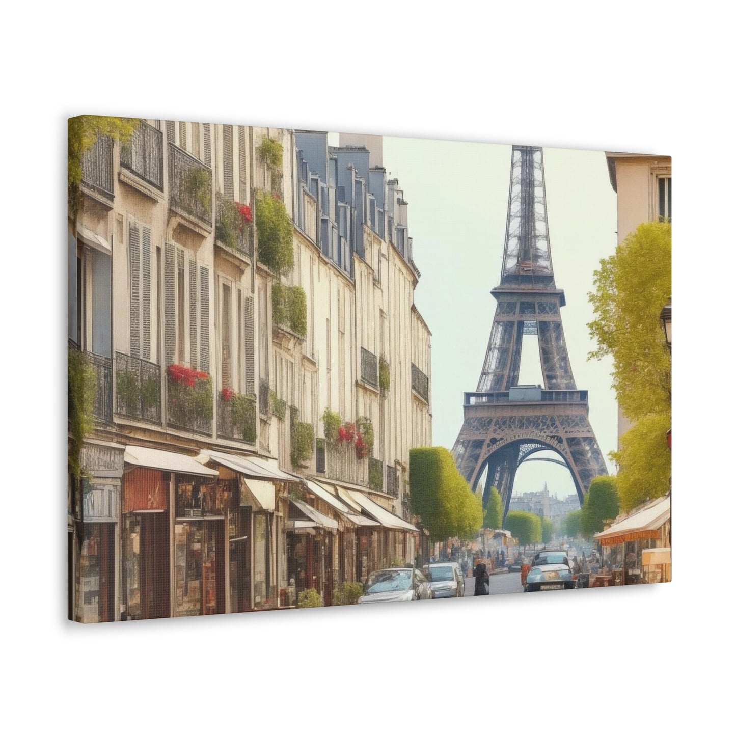 Enchanting Paris Canvas Wrap: Romantic Streets, French Cafes, Eifel Tower and Couples