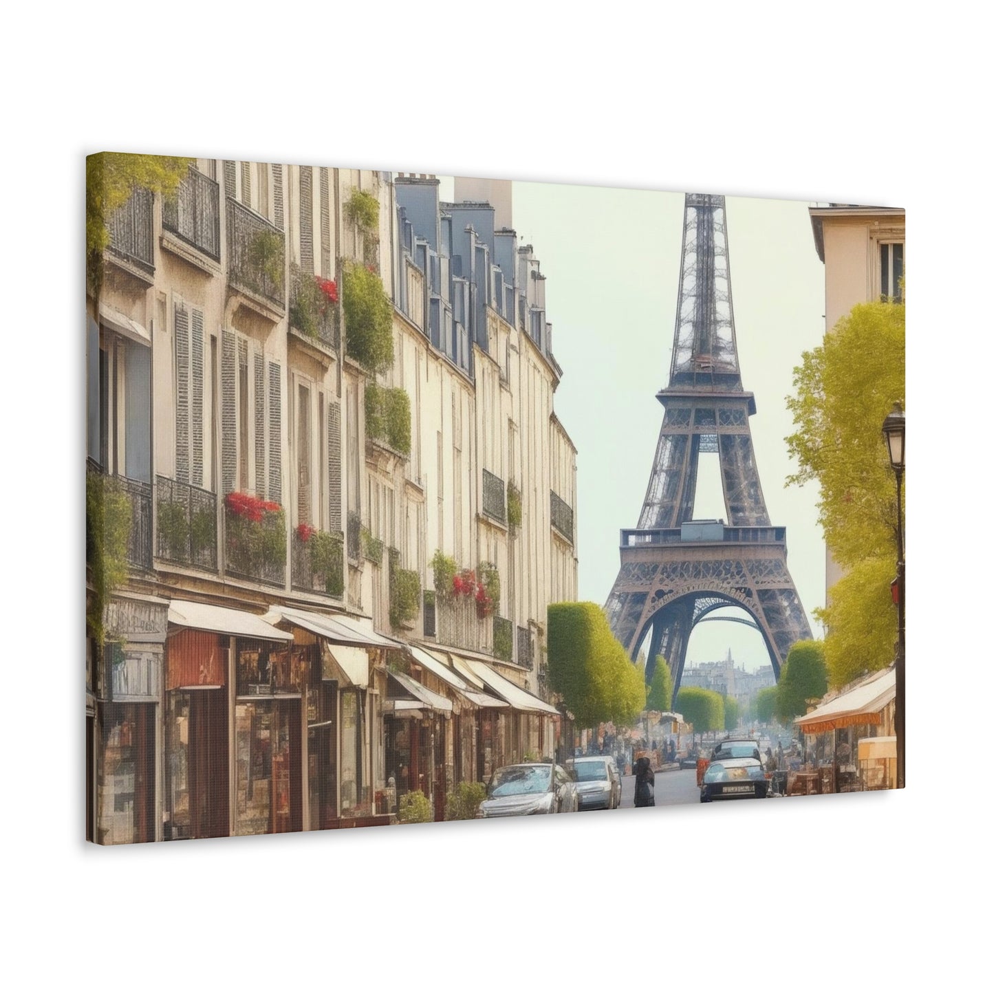 Enchanting Paris Canvas Wrap: Romantic Streets, French Cafes, Eifel Tower and Couples