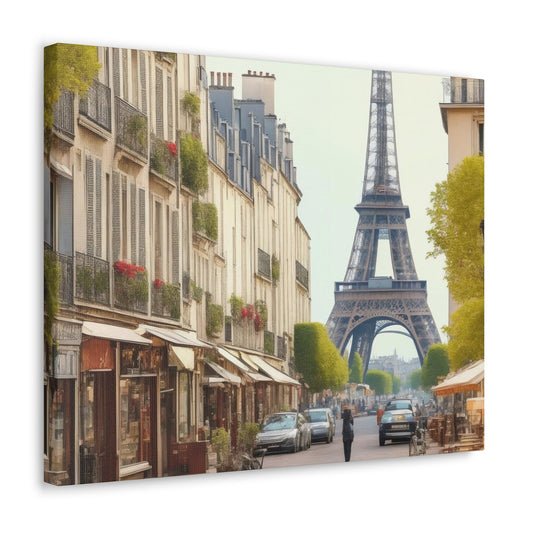 Enchanting Paris Canvas Wrap: Romantic Streets, French Cafes, Eifel Tower and Couples