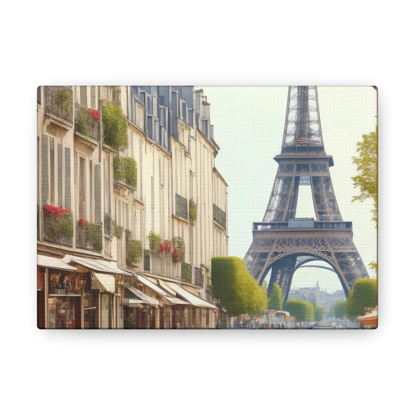 Enchanting Paris Canvas Wrap: Romantic Streets, French Cafes, Eifel Tower and Couples