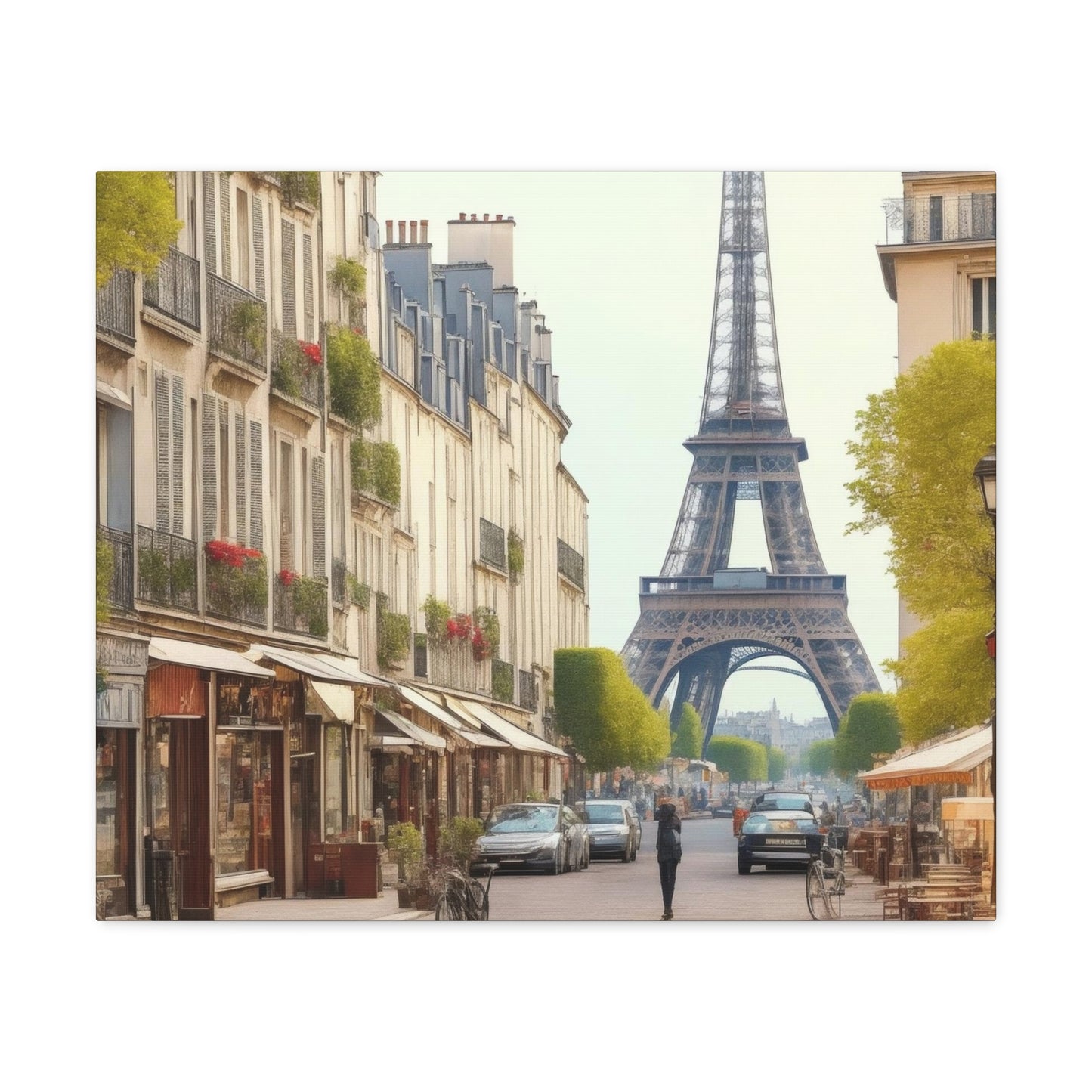 Enchanting Paris Canvas Wrap: Romantic Streets, French Cafes, Eifel Tower and Couples