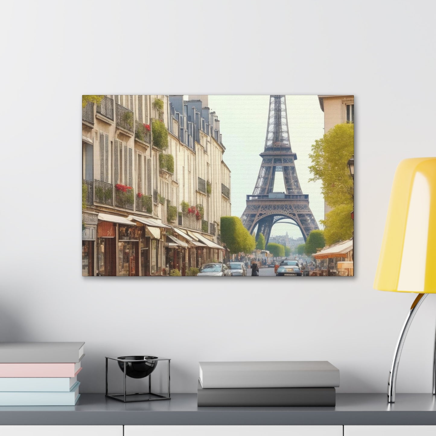 Enchanting Paris Canvas Wrap: Romantic Streets, French Cafes, Eifel Tower and Couples