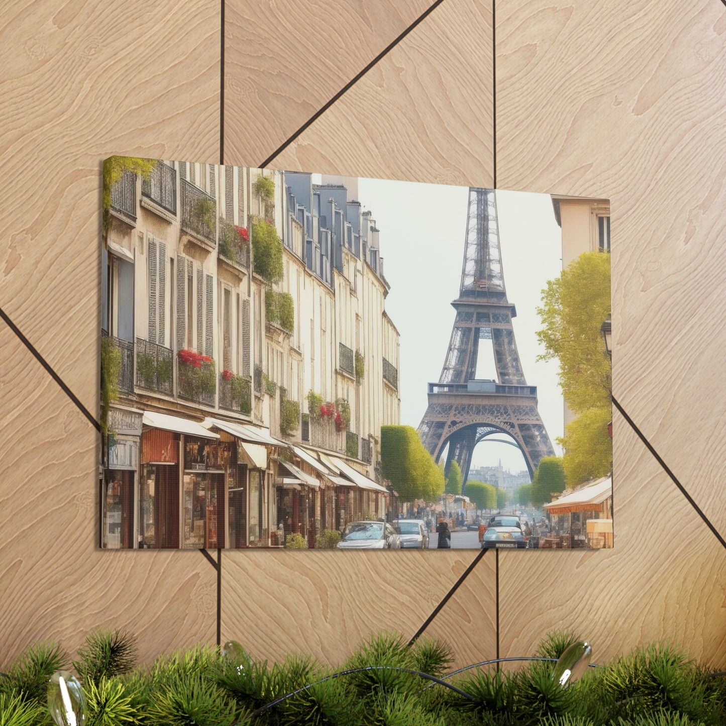 Enchanting Paris Canvas Wrap: Romantic Streets, French Cafes, Eifel Tower and Couples