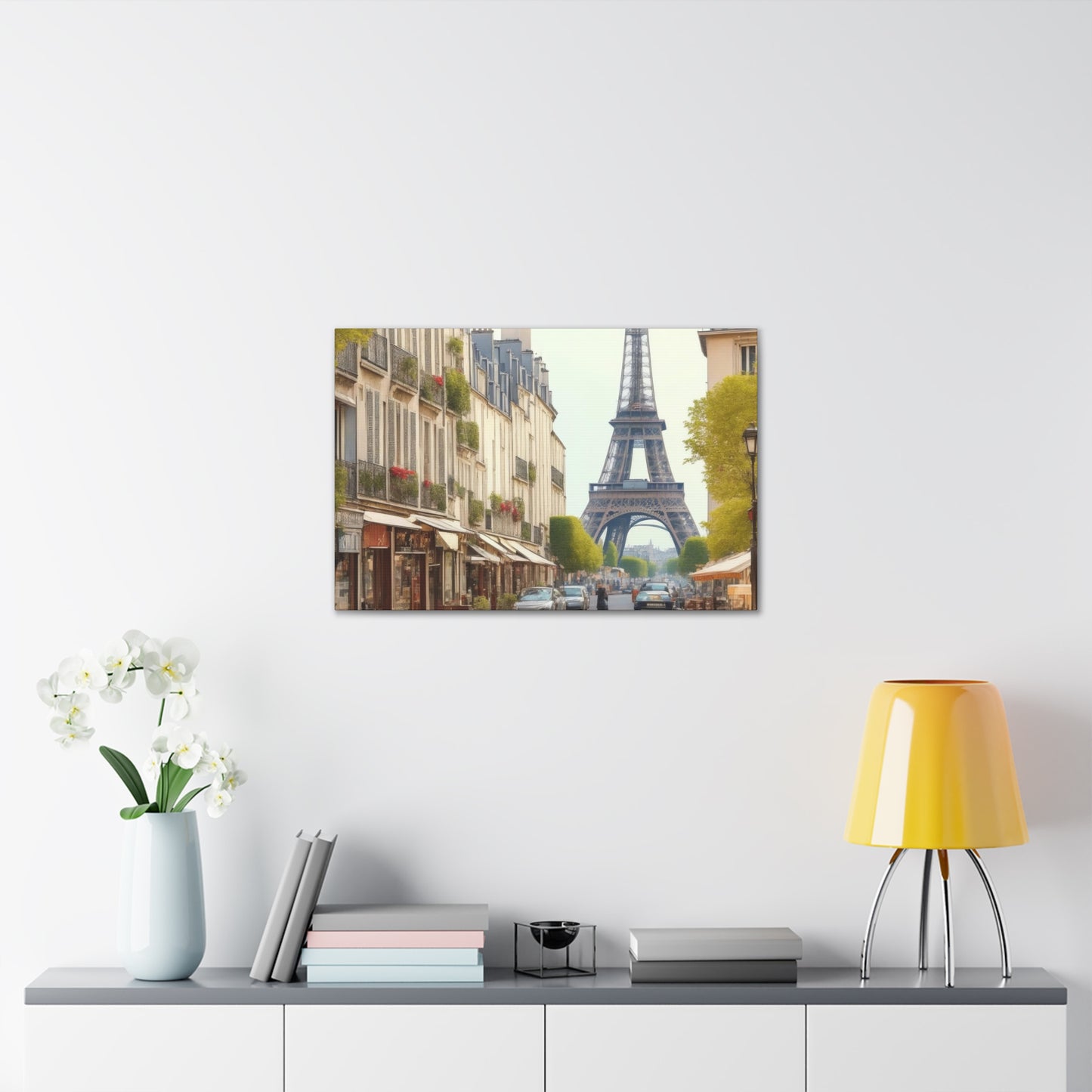 Enchanting Paris Canvas Wrap: Romantic Streets, French Cafes, Eifel Tower and Couples