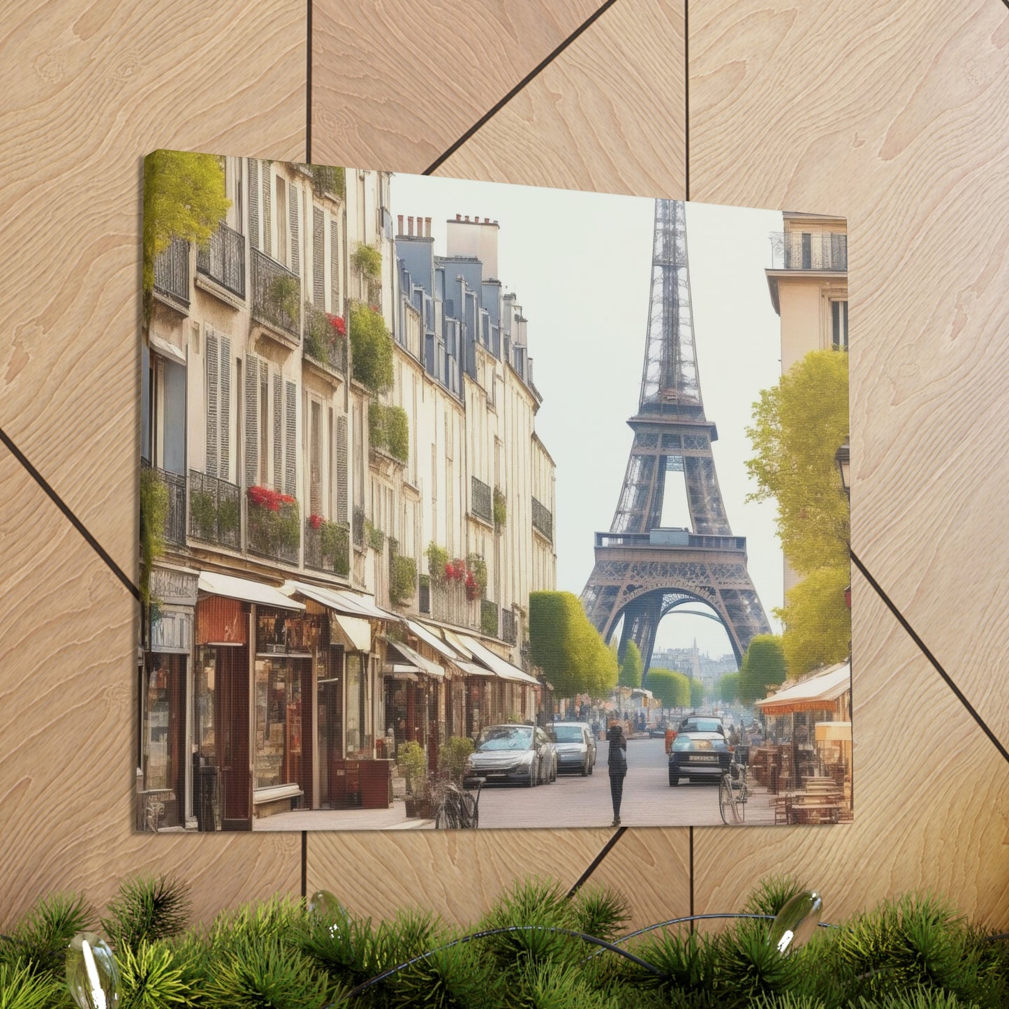 Enchanting Paris Canvas Wrap: Romantic Streets, French Cafes, Eifel Tower and Couples