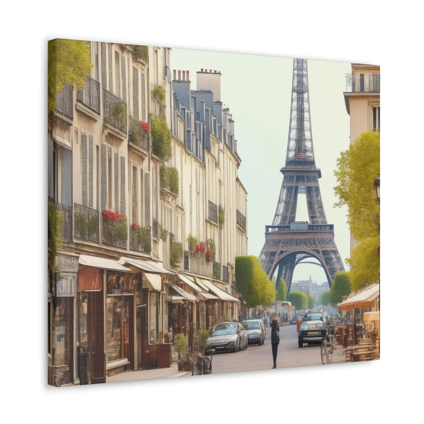 Enchanting Paris Canvas Wrap: Romantic Streets, French Cafes, Eifel Tower and Couples