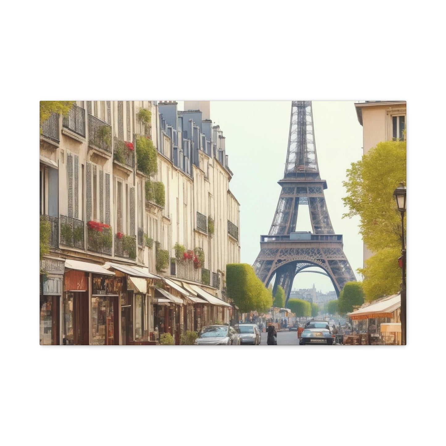 Enchanting Paris Canvas Wrap: Romantic Streets, French Cafes, Eifel Tower and Couples